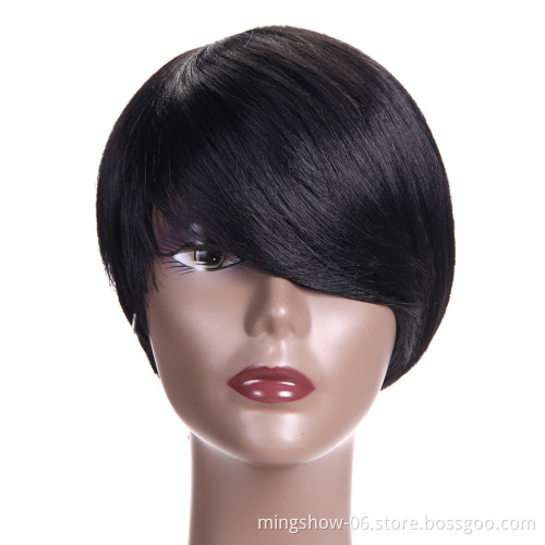 Popular Women Synthetic Hair Wig Bob Haircut Pixie Style with Bangs Colorful Short wigs hair extension